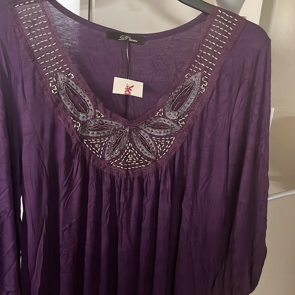 #109. B’leev,New!,purple blouse,size 1X - Picture 8 of 9